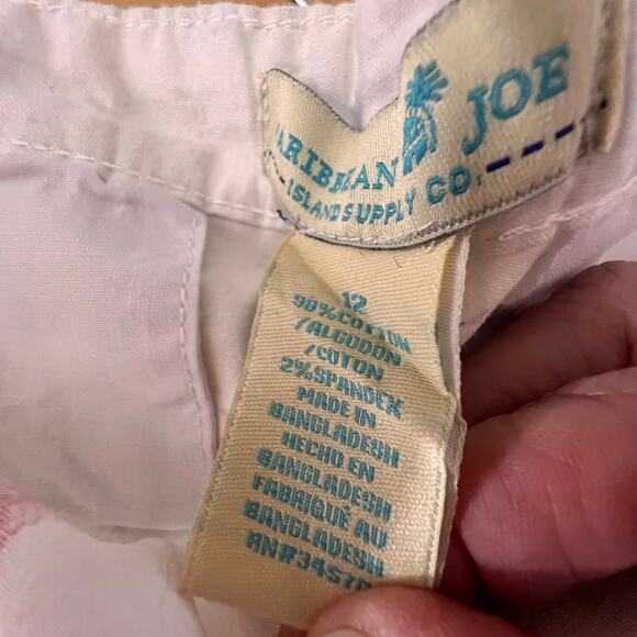 Caribbean Joe Bermuda Shorts Lobster Print Red White Cotton Size 12 - Picture 7 of 9